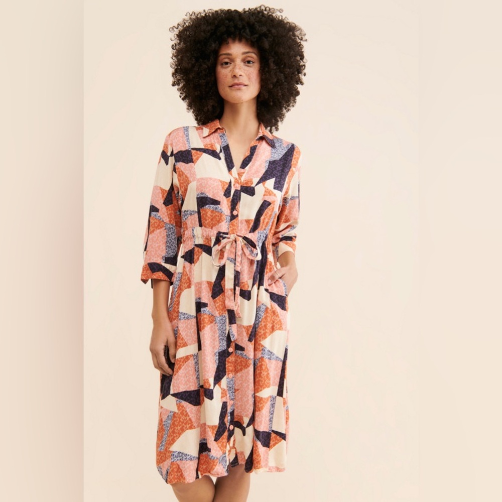 Anthropologie Multicolor Corey Lynn Carter Patchwork Tie Waist Shirtdress XS
